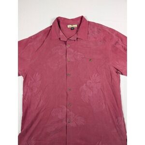 Tommy Bahama Relax Mens XL Silk Button Up Shirt Hibiscus Floral Red Tropical